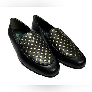 Persona Men’s Italian Leather Black Loader With Gold Polkadot Design Size US 7.5